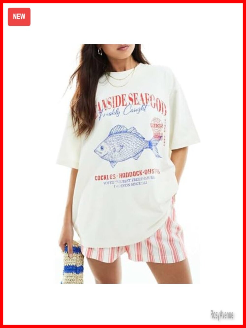 Women's Graphic Tee Y2k Oversized Sardine Fish Baggy Shirt Short Sleeve